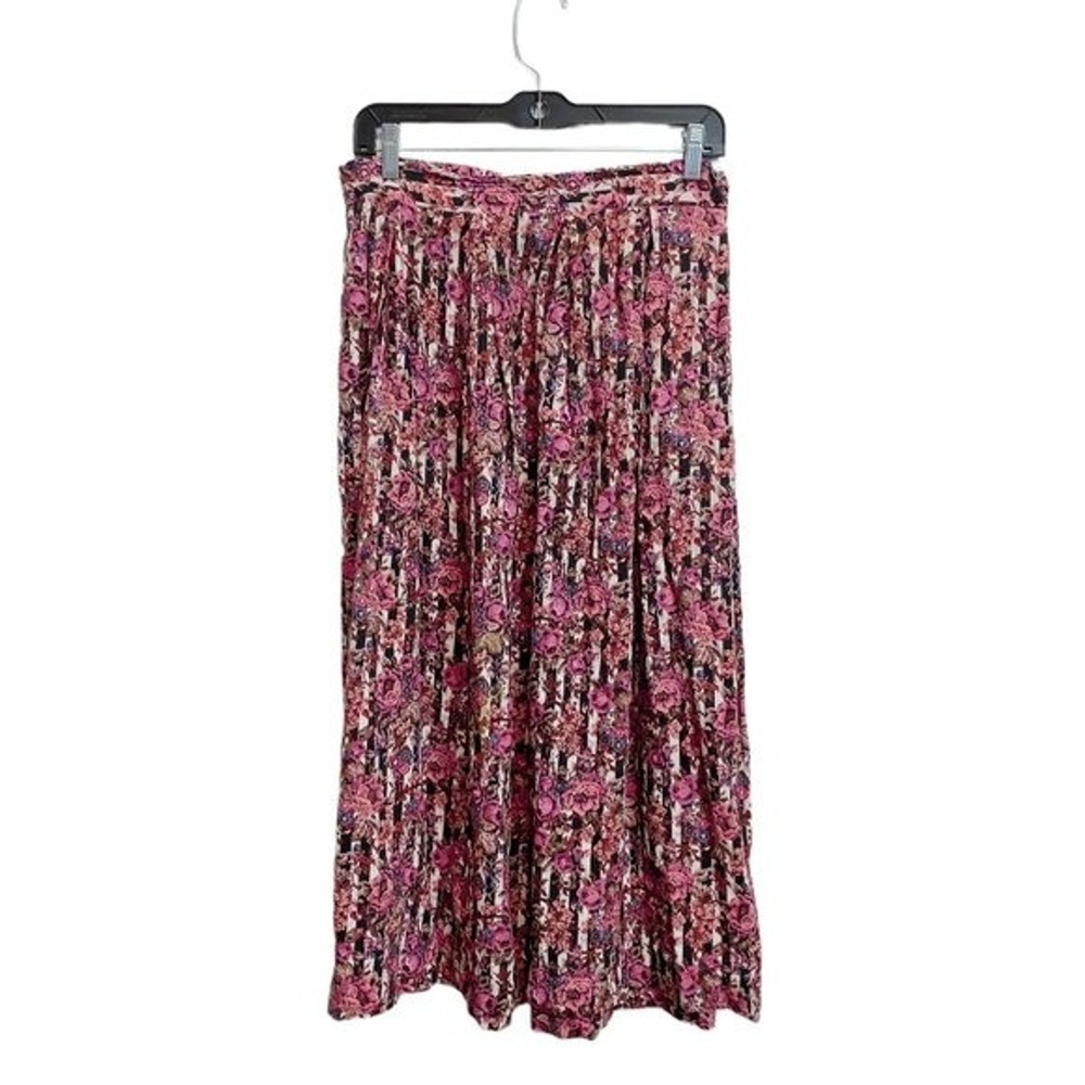 Vintage Intuition Floral Grandmacore Pleated Pocket Maxi Skirt Made in USA